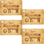 4x Bambus Steakteller Holz Massiv 33x23 - 2cm Grill Servierplatte Burger Brett