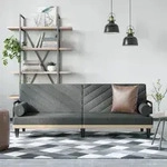 vidaXL Schlafsofa mit Armlehnen Dunkelgrau Stoff