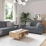 vidaXL 3-tlg. Sofagarnitur mit Kissen Dunkelgrau Samt