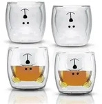Intirilife 4x Doppelwandiges Thermo Glas Set in 230 ml im B&auml;ren Design &ndash;