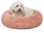 lionto Hundebett aus Pl&uuml;sch in Donut-Form, 50 cm Durchmesser, rosa