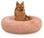 lionto Hundebett aus Pl&uuml;sch in Donut-Form, 60 cm Durchmesser, rosa