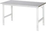 Arbeitstisch B1500xT800xH760-1080mm Arbeitsplatte Stahlbl.Gestell lichtgrau RAU