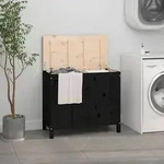 vidaXL W&auml;schetruhe Schwarz 88,5x44x76 cm Massivholz Kiefer