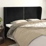 vidaXL Kopfteil mit Ohren Schwarz 183x23x118/128 cm Samt