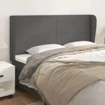 vidaXL Kopfteil mit Ohren Grau 203x23x118/128 cm Kunstleder