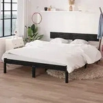 vidaXL Massivholzbett Schwarz Kiefer 150x200 cm