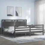 vidaXL Massivholzbett mit Kopfteil Grau 200x200 cm