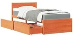 vidaXL Bett mit Schubladen und Matratze Wachsbraun 100x200 Massivholz