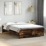 vidaXL Bettgestell R&auml;uchereiche 135x190 cm Holzwerkstoff und Metall