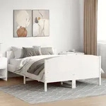vidaXL Massivholzbett ohne Matratze Wei&szlig; 135x190 cm Kiefernholz