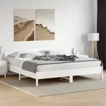 vidaXL Massivholzbett ohne Matratze Wei&szlig; 200x200 cm Kiefernholz