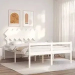 vidaXL Seniorenbett mit Kopfteil 140x200 cm Wei&szlig; Massivholz