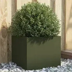 vidaXL Pflanzk&uuml;bel Olivgr&uuml;n 32x30x29 cm Stahl