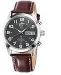 ETT Herrenuhr EGS-11251-22L, Funk, Solar, analog, Edelstahlgeh&auml;use, Lederarmband