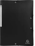 Exacompta 50x Sammelmappe A4 + 3 Klappen Gummizug PP Schwarz 55081E
