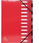 Exacompta 6x Ordnungsmappe Harmonika dehnbar Karton 12 F&auml;cher Rot 53925E