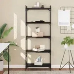 vidaXL B&uuml;cherregal 5 B&ouml;den Schwarz 60x30x154 cm Holzwerkstoff