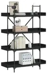 vidaXL B&uuml;cherregal 4 B&ouml;den Schwarz 100x33x145,5 cm Holzwerkstoff