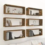 vidaXL W&uuml;rfelregale 6 Stk. R&auml;uchereiche 60x15x23 cm Holzwerkstoff