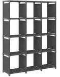 vidaXL W&uuml;rfel-Regal 12 F&auml;cher Grau 103x30x141 cm Stoff