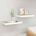 vidaXL Schweberegale 2 Stk. Eichen-Optik und Wei&szlig; 50x23x3,8 cm MDF