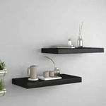 vidaXL Schweberegale 2 Stk. Schwarz 50x23x3,8 cm MDF