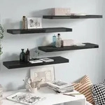 vidaXL Schweberegale 4 Stk. Hochglanz-Schwarz 80x23,5x3,8 cm MDF