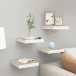 vidaXL Schweberegale 4 Stk. Eichen-Optik und Wei&szlig; 23x23,5x3,8 cm MDF