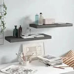 vidaXL Schweberegale 2 Stk. Hochglanz-Grau 60x23,5x3,8 cm MDF