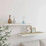 vidaXL Schweberegale 2 Stk. Eichen-Optik und Wei&szlig; 80x23,5x3,8 cm MDF