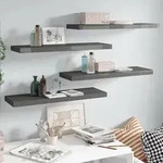 vidaXL Schweberegale 4 Stk. Hochglanz-Grau 80x23,5x3,8 cm MDF