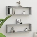 vidaXL Wandregale 2 Stk. Grau Sonoma 100x15x30 cm Holzwerkstoff