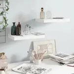 vidaXL Schweberegale 2 Stk. Hochglanz-Wei&szlig; 40x23x3,8 cm MDF