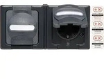 Heinrich Kopp Steckdose 2f anth glz BlueElectric AP horiz Klappd IP44 Komplettge