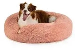 lionto Hundebett aus Pl&uuml;sch in Donut-Form, 100 cm Durchmesser, rosa