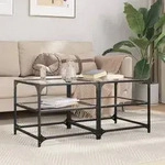 vidaXL Couchtische mit Glasplatten 2 Stk. Transparent 50x50x45cm Stahl