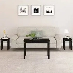 vidaXL Satztische 3 Stk. Schwarz Massivholz Kiefer