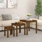 vidaXL Satztische 3 Stk. Honigbraun Massivholz Kiefer