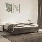 vidaXL Boxspringbett mit Matratze Dunkelgrau 180x200 cm Samt