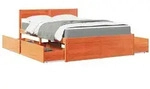 vidaXL Bett mit Schubladen und Matratze Wachsbraun 120x200 Massivholz