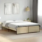 vidaXL Bettgestell Sonoma-Eiche 140x200 cm Holzwerkstoff und Metall