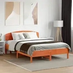 vidaXL Massivholzbett ohne Matratze Wachsbraun 135x190 cm Kiefernholz