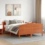 vidaXL Massivholzbett ohne Matratze Wachsbraun 140x190 cm Kiefernholz