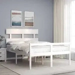 vidaXL Seniorenbett mit Kopfteil 120x200 cm Wei&szlig; Massivholz