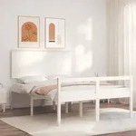 vidaXL Seniorenbett mit Kopfteil 140x200 cm Wei&szlig; Massivholz