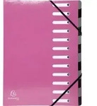 Exacompta 6x Ordnungsmappe Harmonika dehnbar Karton 12 F&auml;cher Rosa 53928E