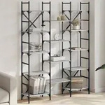 vidaXL B&uuml;cherregal Grau Sonoma 127,5x28,5x172,5 cm Holzwerkstoff