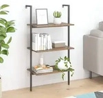 vidaXL Leiterregal mit 3 B&ouml;den Dunkelbraun und Schwarz 64x35x120,5cm