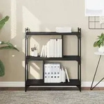 vidaXL B&uuml;cherregal 3 B&ouml;den Schwarz 76x32x88 cm Holzwerkstoff